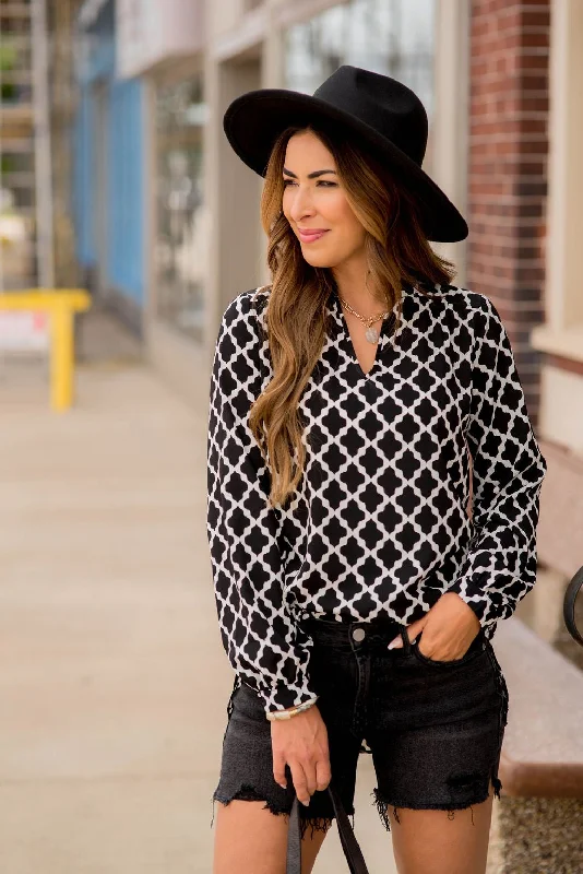 Weekend Wonders Await! Geo Blouse