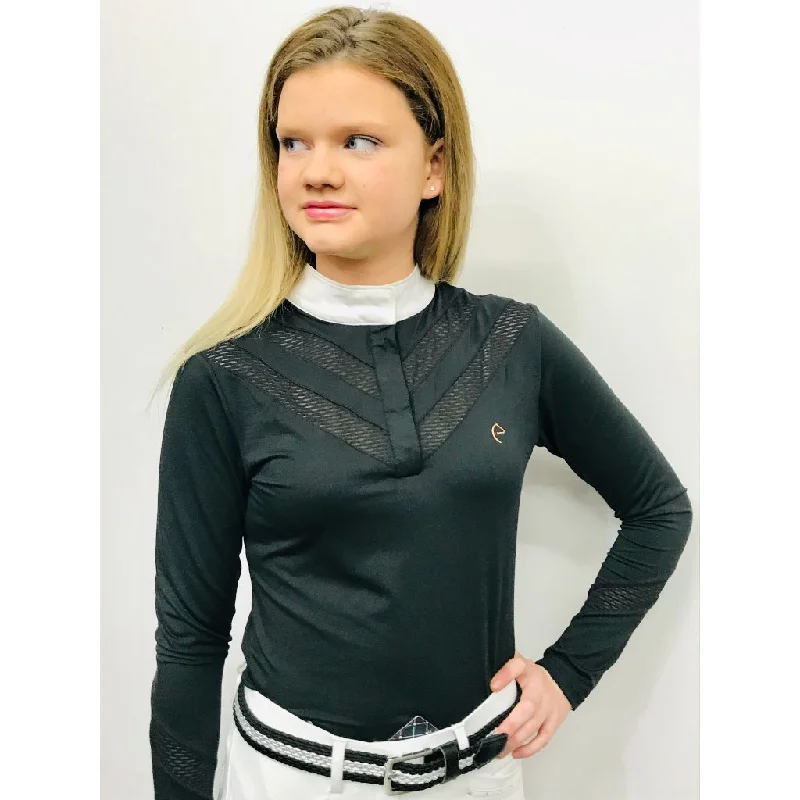 Weekend Deal Equi-Theme Mesh Strip Long Sleeve Shirt