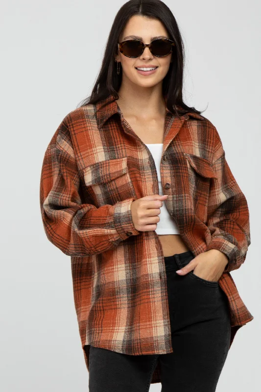 Extra Savings Rust Plaid Shacket