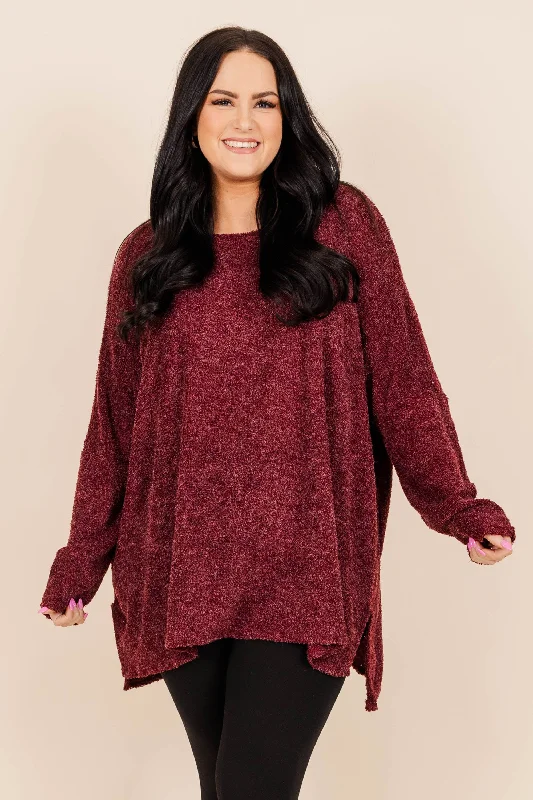 Weekend Specials Just for You Made To Appreciate Top, Burgundy