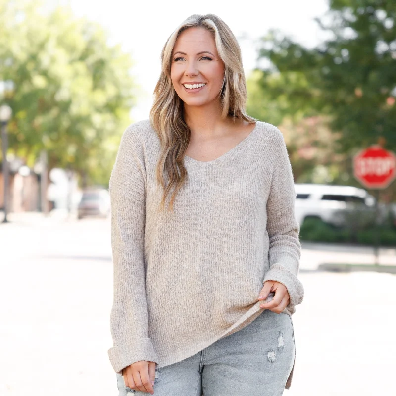 Weekend Savings Fiesta You're My Soft Spot Sweater, Beige