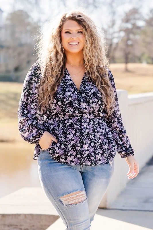 Weekend Bargains Just for You Midnight Walks In The Park Top, Black