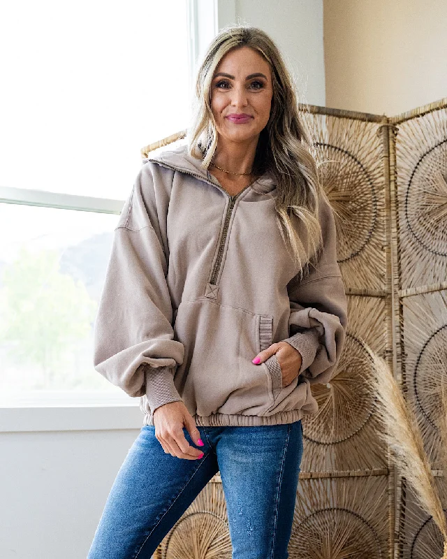 Weekend Bargains to Enjoy Ampersand Ave Oversized HalfZip Sweatshirt - Sand