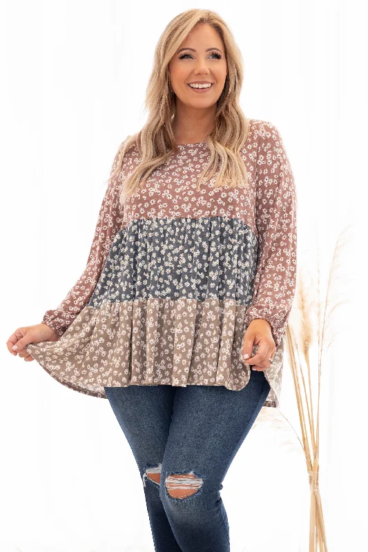 Weekend Offers That Shine Following Sunshine Top, Brown Multi
