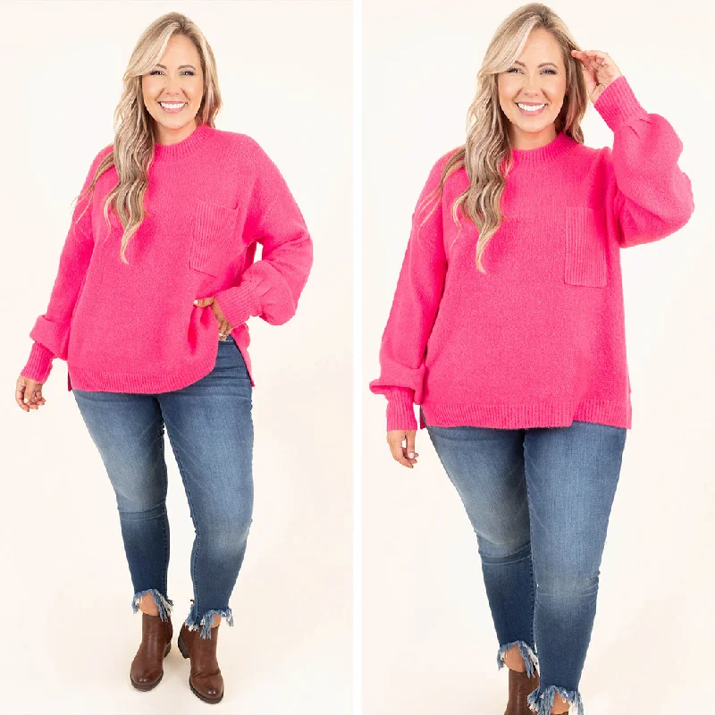 The Best Deal Reliable Love Sweater, Hot Pink