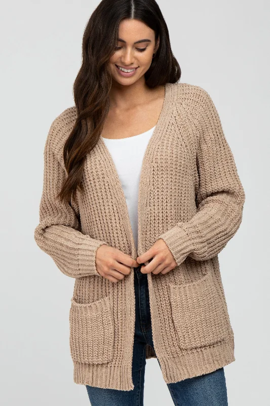 Flash Deal Taupe Ribbed Cable Knit Cardigan