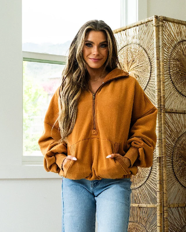 Weekend Bargains to Sizzle Ampersand Ave Oversized HalfZip Sweatshirt - Maple