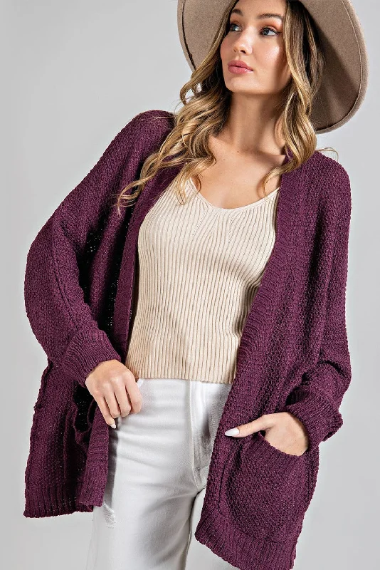 Lowest Rates Plum Cuff Sleeve Cardigan