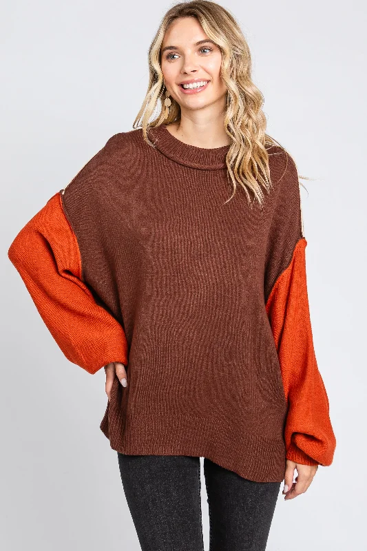 Clearance Sale Brown Multi-Color Knit Sweater