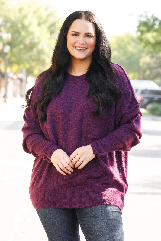 Price Slash The Night Before Sweater, Heather Dark Plum