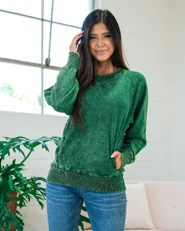 Weekend Savings Extravaganza Girlfriend Crewneck Sweatshirt - Ash Dark Green