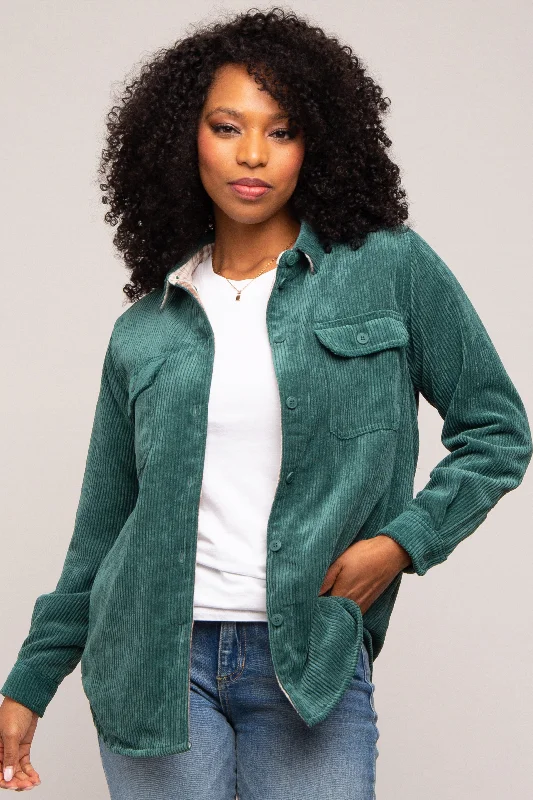 Quick Sale Forest Green Reversible Shirt Jacket