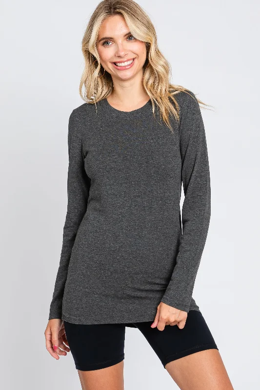 Clearance Sale Charcoal Long Sleeve Top