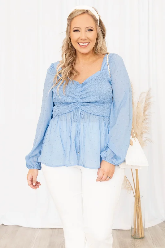 Weekend Discounts to Grab Rushing Back Top, Blue