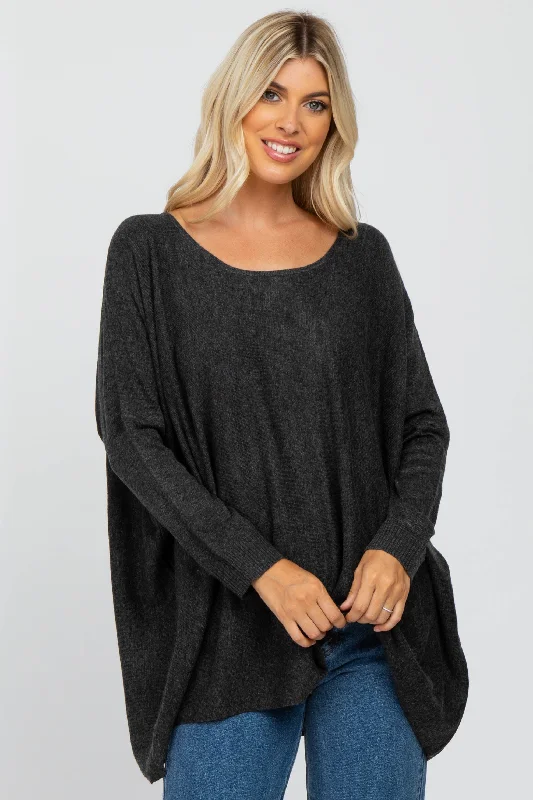 Weekend Offers That Please Black Soft Knit Dolman Sleeve Sweater