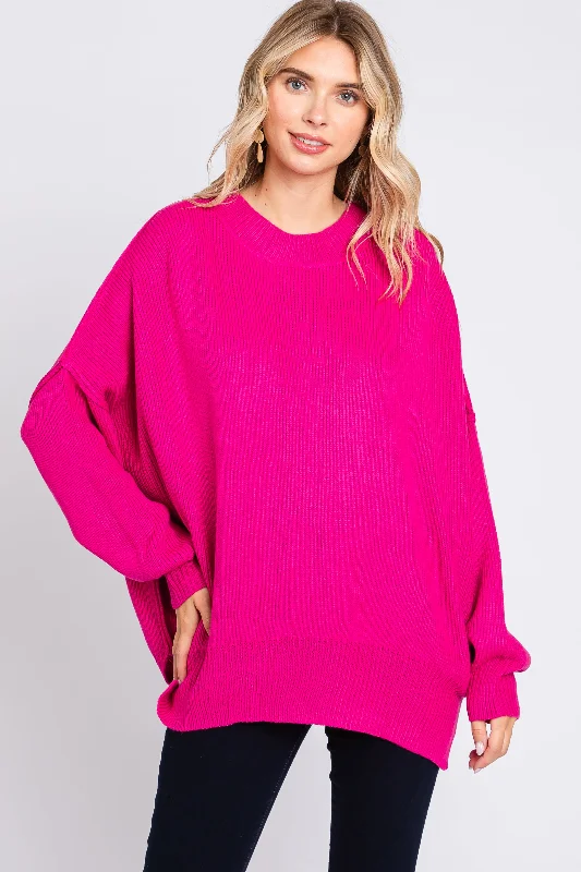 Overstock Clearance Fuchsia Long Sleeve Sweater