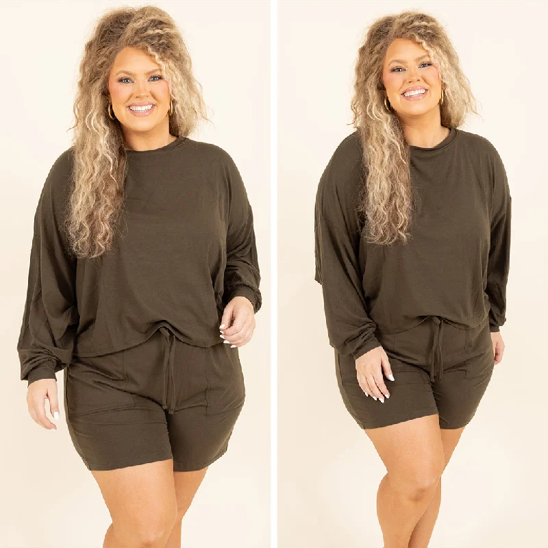 Shop Now Live, Love, Lounge Set, Dark Olive