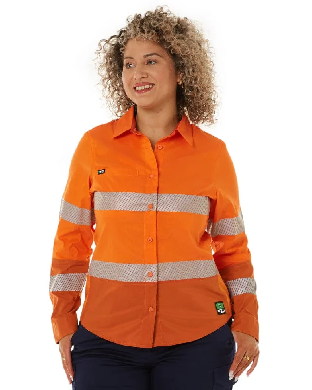 Clearance Sale LSH-2WT Womens Long Sleeve Taped Shirt - Orange