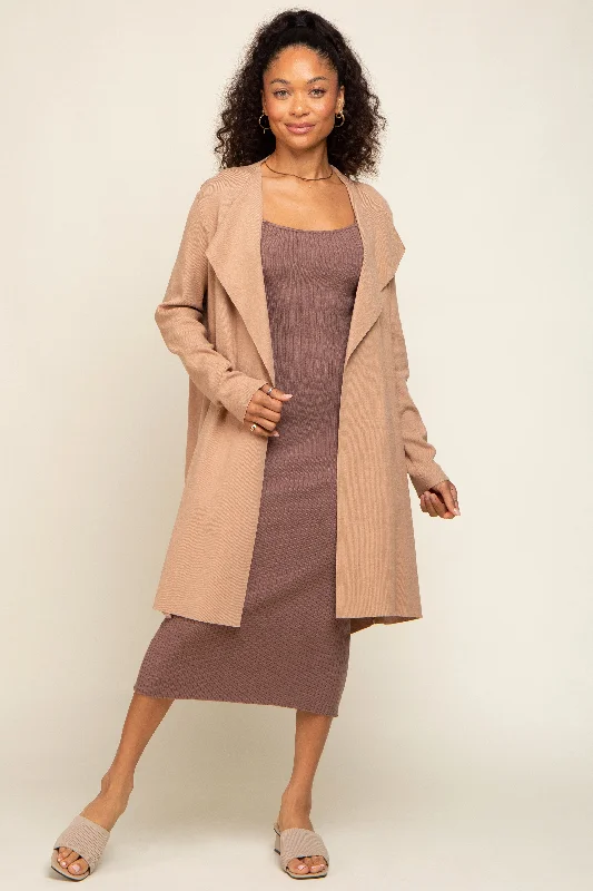 Your Weekend, Your Savings Taupe Draped Cardigan