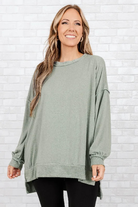 Weekend Special Gushing Gal Pullover, Sage