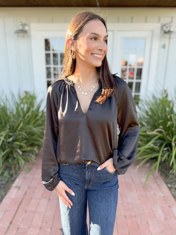 The Best Deal The Alcazar Satin Long Sleeve-Black