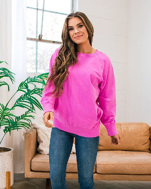 Cash Savings Girlfriend Crewneck Sweatshirt - Neon Hot Pink