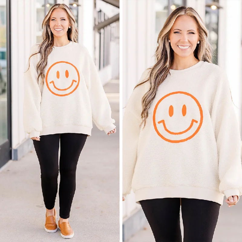 Extra Discount All Smiles Pullover, Cream