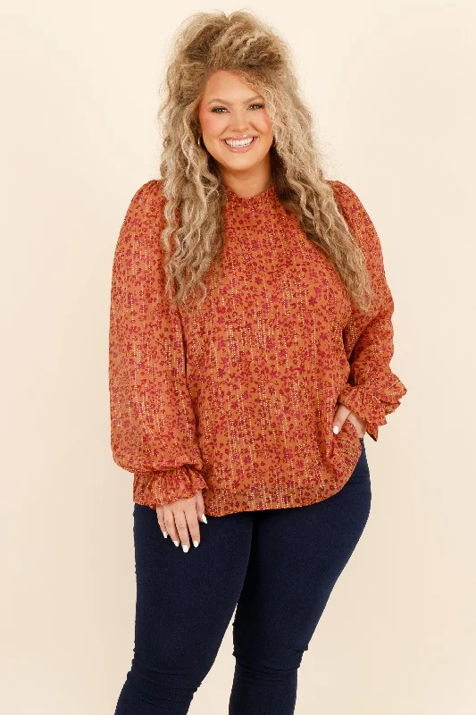 Weekend Deals That Amaze Fluttery Blouse, Rust Magenta