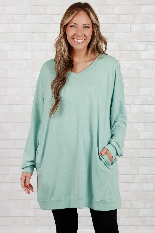 Weekend Deals That Please Take It All Tunic, Dusty Green