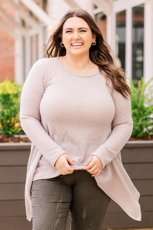 Extra Discount Point Me In That Direction Tunic, Taupe