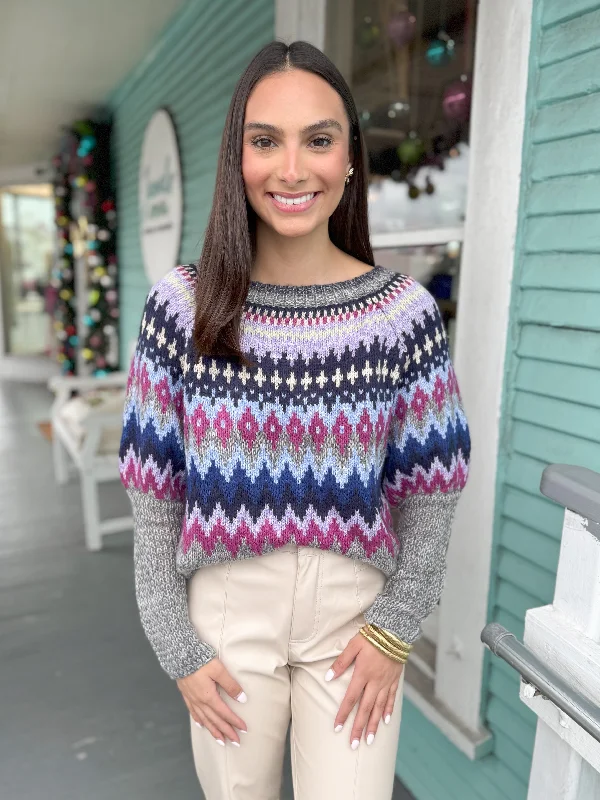Weekend Specials Just for You The Darria Fair Isle Sweater-Grey