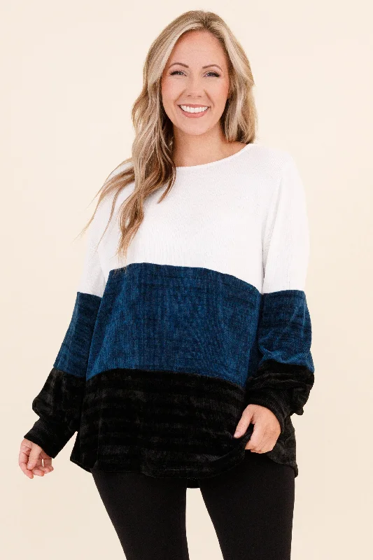 Weekend Savings Sensation Remarkable Talents Sweater, Ivory Navy