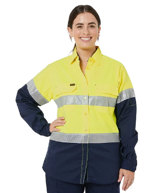 Super Savings Womens X Airflow Hi Vis Taped Stretch Ripstop Shirt * - Yellow/Navy