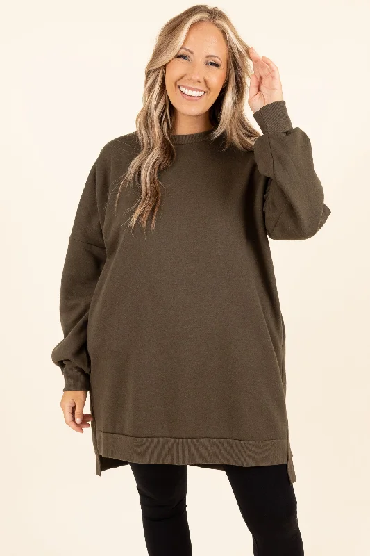 Weekend Savings Delight Always In Style Tunic, Dark Olive
