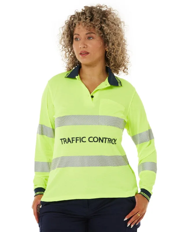 Massive Savings Womens Traffic Control LS Taped Polo Shirt - Yellow