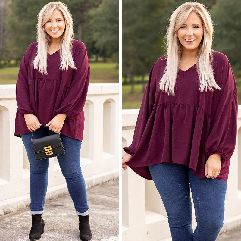 Deal Alert This Is Real, This Is Me Top, Burgundy