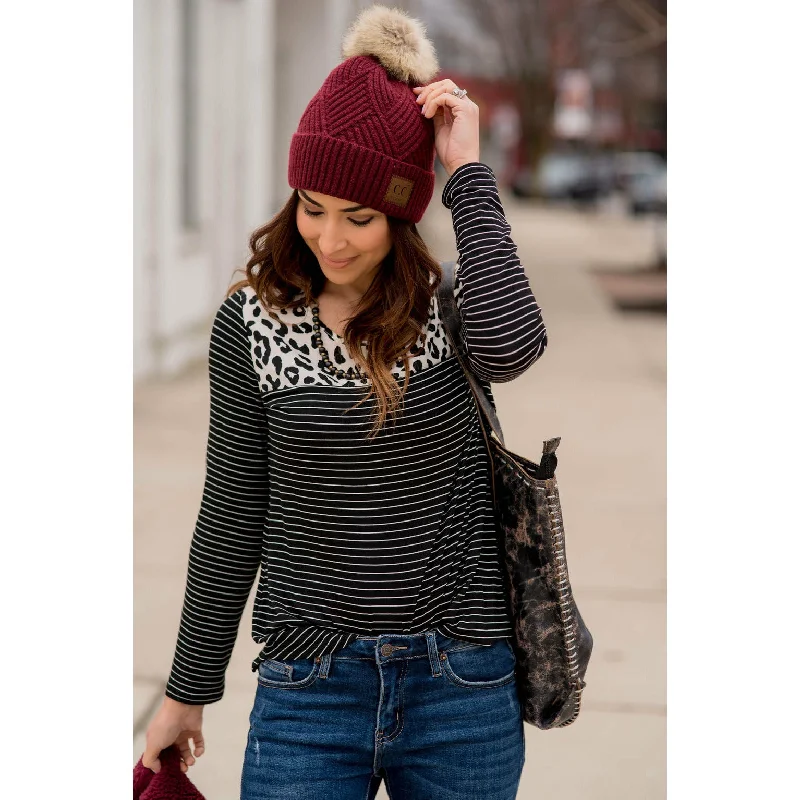 Weekend Offers That Tempt Leopard Top Striped Long Sleeve