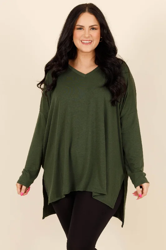 Early Bird What About You Top, Army Green
