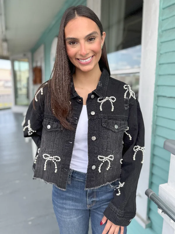 Overstock Sale The Pearly Bow Jacket-Black
