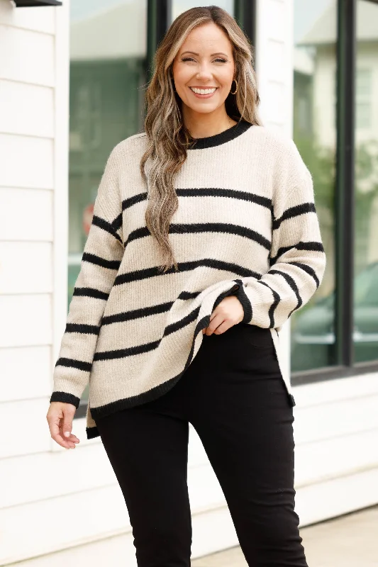 Exclusive Deal Breath Of Life Sweater, Oatmeal-Black