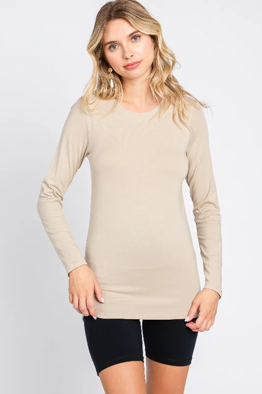 Weekend Offers You Can't Ignore Beige Long Sleeve Top