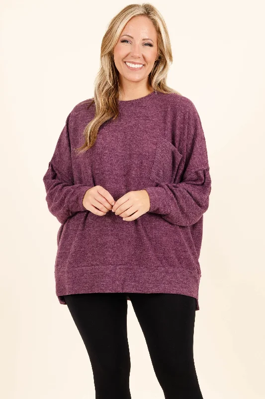 Savings Event More of Me Sweater, Dark Plum