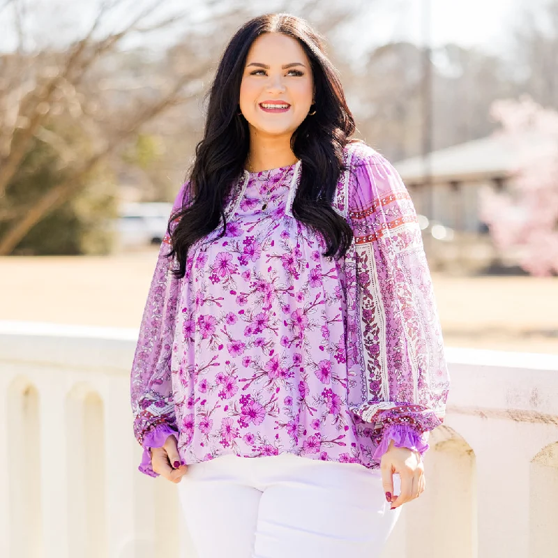 Weekend Offers That Amaze Spring Showers Bring Flowers Top, Violet