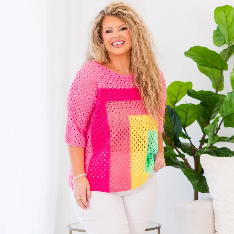 Big Savings Playful Tonal Sweater, Pink Multi