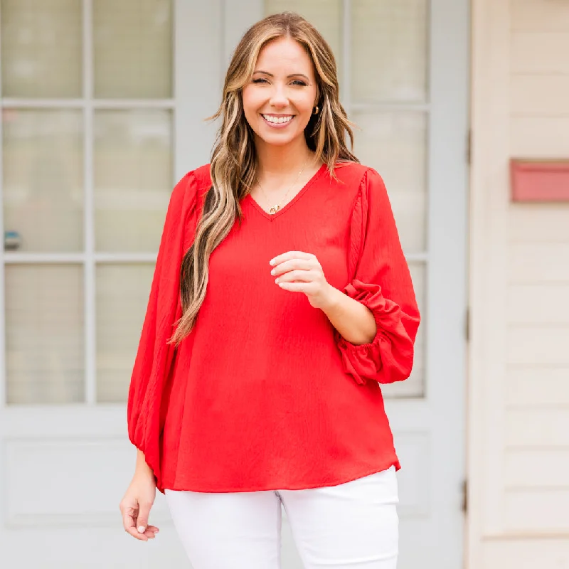 Unwind with Weekend Discounts Heart Flutter's Top, Red
