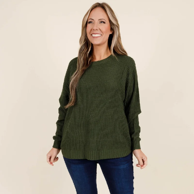 Bonus Offer Call Me Tomorrow Sweater, Army Green