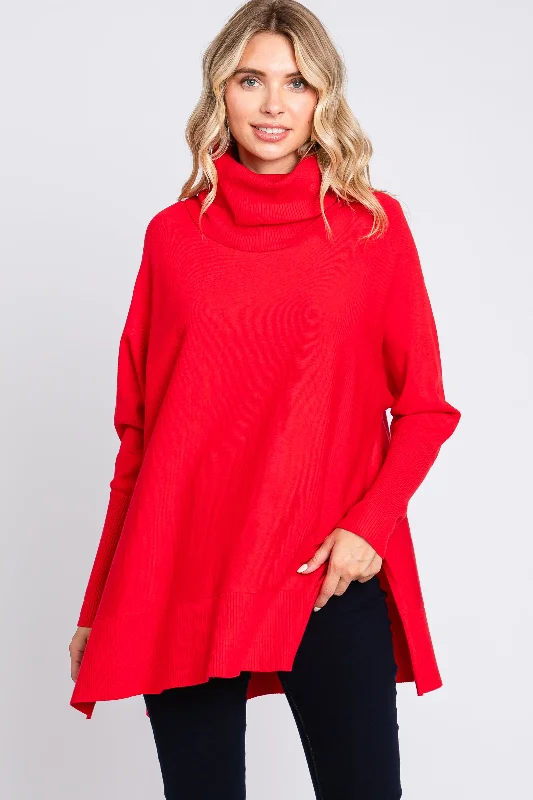 Weekend Bargains Just for You Red Cowl Neck Dolman Sleeve Sweater