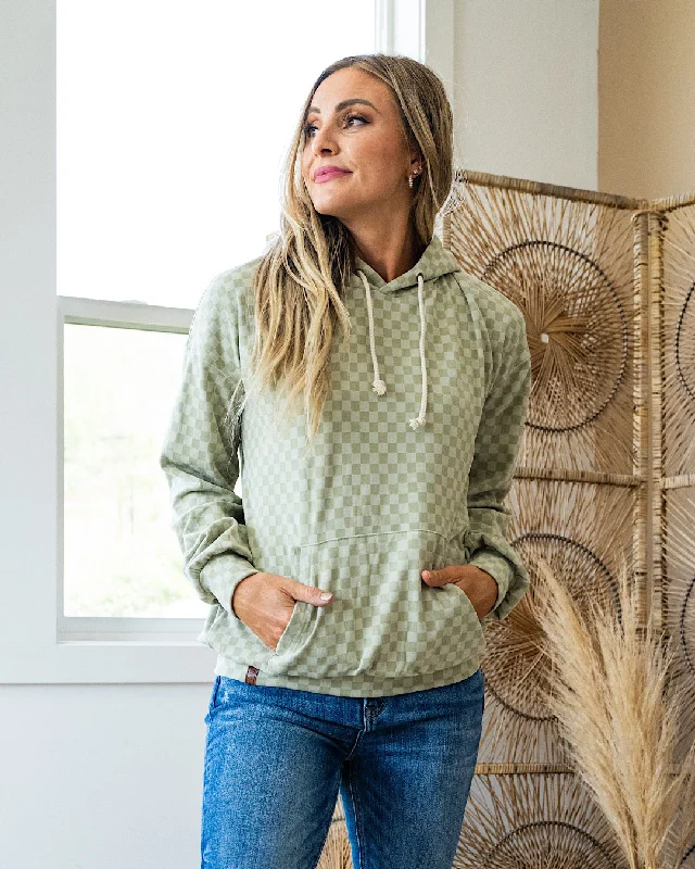 Great Bargain Ampersand Ave Checking In Performance Fleece University Hoodie - Sage FINAL SALE