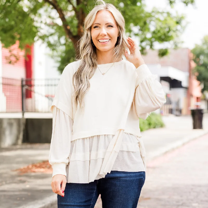 Online Deal My Kind of Fun Top, Oatmeal