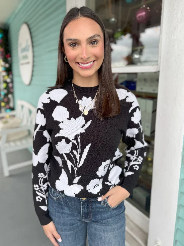 Weekend Bargains to Sizzle The Patsy Floral Sweater-Black